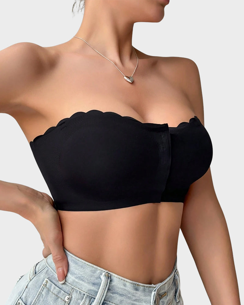 Strapless Front Closure Leopard Print Bra